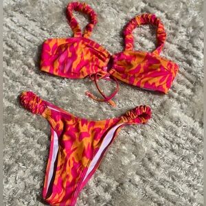 Vibrant Pink and Orange Women’s Swim Set